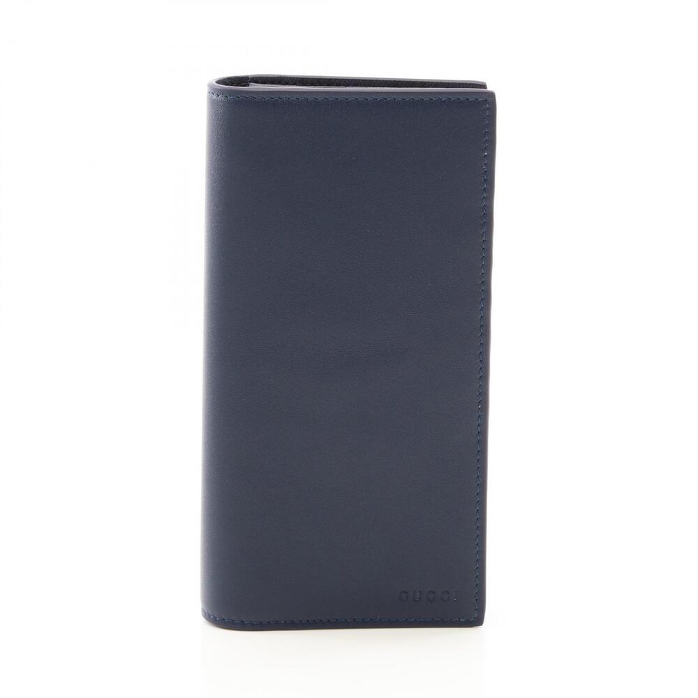 Gucci GG Emblem Long Wallet Limited Edition Bifold Leather Navy Blue